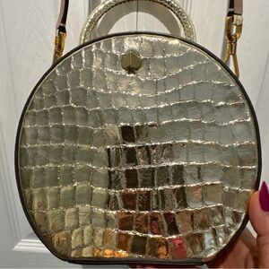 Kate Spade Croc / snakeskin gold handbag crossbody canteen bag